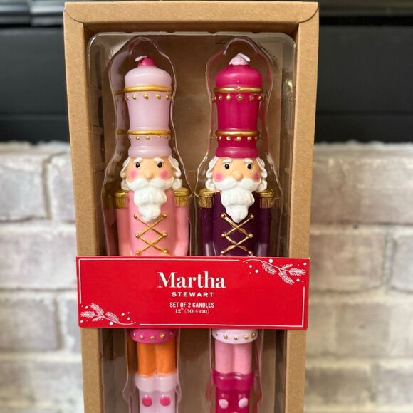 NEW Martha Stewart Christmas Nutcracker Taper Candle Set of 2 Viral - Picture 3 of 10